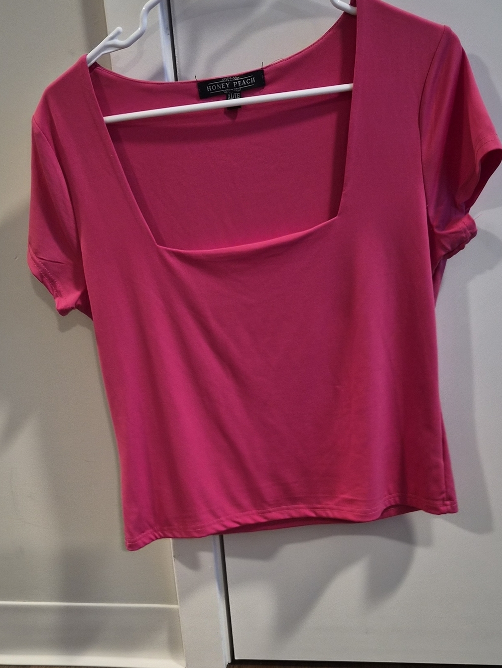 Hot Pink Square Neck Crop Top
